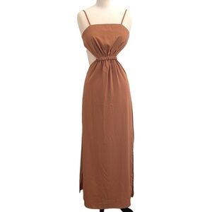 HYFVE nude cutout long dress with double slits in women’s size small